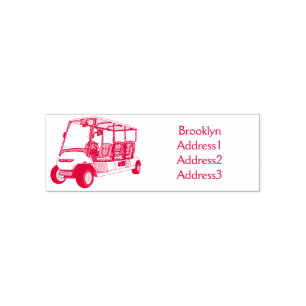 Golfkar / golfbuggy cartoon illustratie  zelfinktende stempel