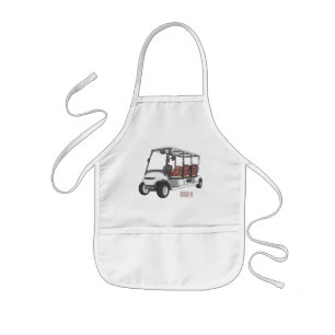 Golfkar / golfbuggy cartoonillustratie kinder schort