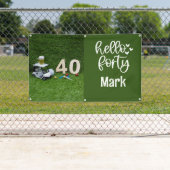 Golfkar is op groen gras 40e verjaardag spandoek (Insitu)