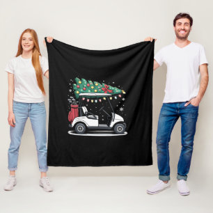Golfkar Kerstboom Lichtjes Kerstmis Sport Golfer  Fleece Deken