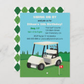 Golfkar Kids Verjaardag Party Uitnodigingen (Voorkant / Achterkant)