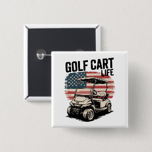 Golfkar Leven Echtgenoot Golfsport Golfer Liefhebb Vierkante Button 5,1 Cm