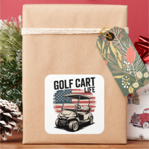 Golfkar Leven Echtgenoot Golfsport Golfer Liefhebb Vierkante Sticker