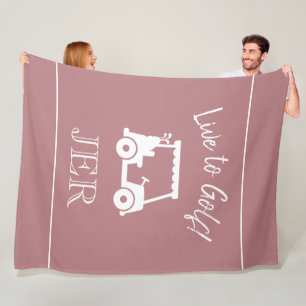 Golfkar Live to Golf Monogram Gemarmerd Stof Roze Fleece Deken