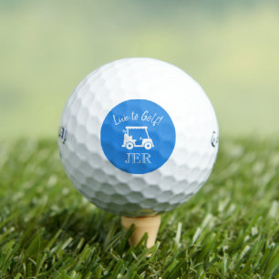 Golfkar Live to Golf Monogram Golfspeler Blauw Golfballen
