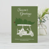 Golfkar met kerstboom · Groene minimalist Feestdagenkaart (Staand voorkant)