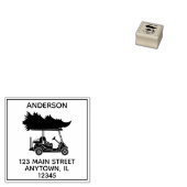 Golfkar met Kerstboom Retouradres Rubberstempel (Gestempeld)