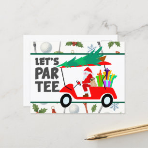 Golfkar met kerstman Let Par T-shirt Golfer Briefkaart