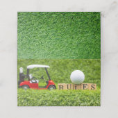 Golfkar met REGELS op groen gras (Buitenkant ongevouwen)