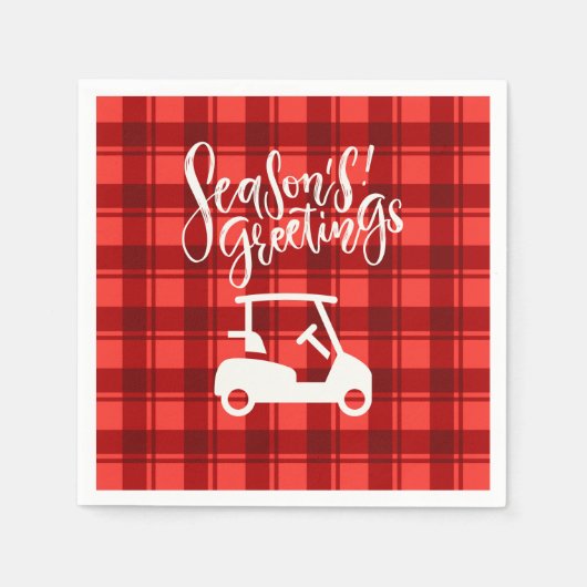 Golfkar met Seizoensgroet op Rode Kerstmis Servet (Voorkant)