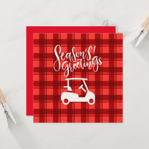 Golfkar met Seizoensgroet op rood Kaart