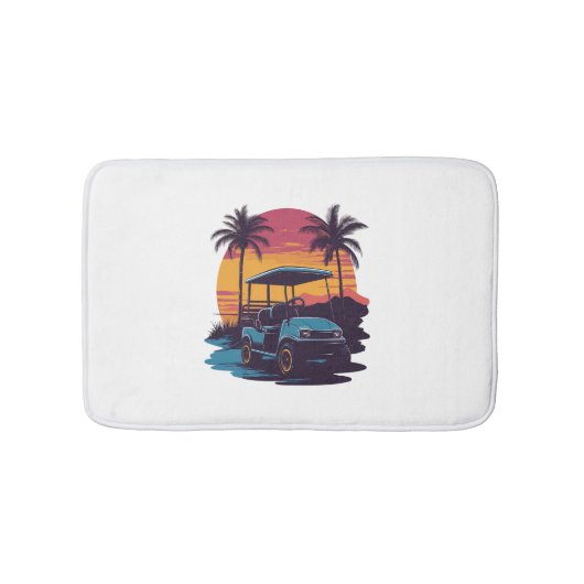 Golfkar Palmbomen Sunset Set Badmat (Voorkant)