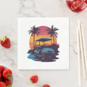 Golfkar Palmbomen Sunset  Set Servet (Insitu)