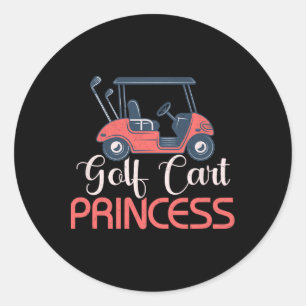 Golfkar Prinses Golfer Vrouw Meisje Ronde Sticker