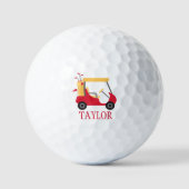 Golfkar - Schoolkleuren - Rood & Goud Golfballen (Voorkant)