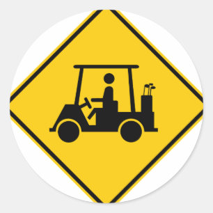 Golfkar verkeersbord Snelweg Ronde Sticker
