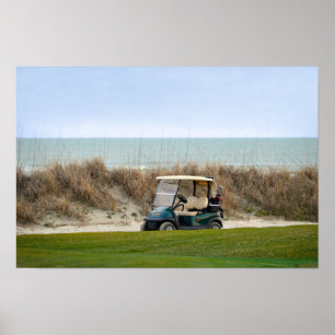 Golfkarretje bij de achttiende hole, Kiawah Island Poster