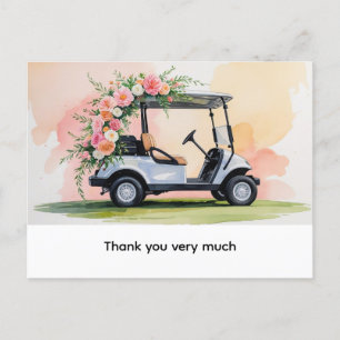 Golfkarretje decoratie voor bruiloft waterverf briefkaart