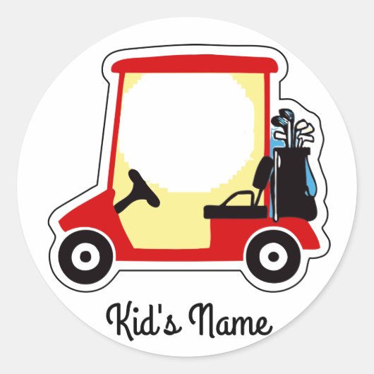 Golfkarretje Ronde Sticker (Voorkant)