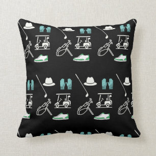 Golfkart pet handschoenkaart ijzerschoen golfer zw kussen