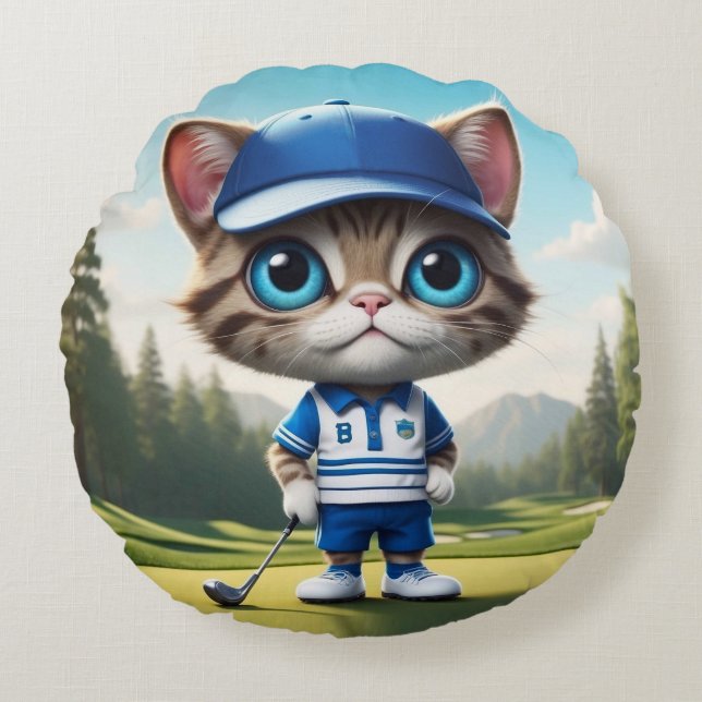 Golfkat Rond Kussen (Voorkant)