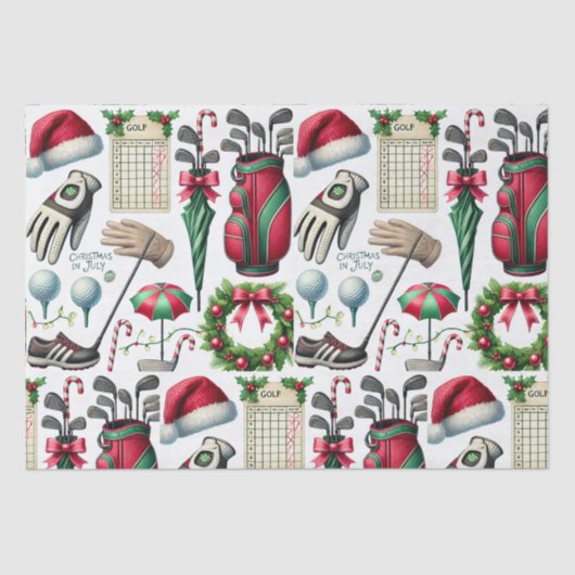 Golfkerst in juli voor golfer met golfbal tissuepapier (Voorkant)