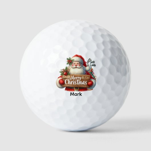 Golfkerst met de Kerstman met cadeaubon Naam Golfballen (Voorkant)