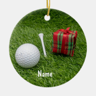 Golfkerst met golfbal kerstcadeaus groen keramisch ornament