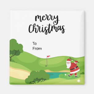 Golfkerst met kerstman voor golfer grappig magneet
