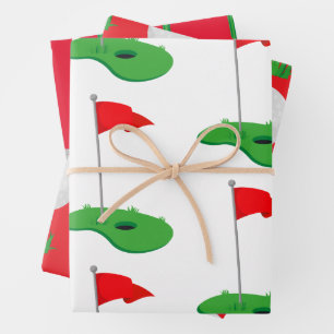Golfkerst met kogel en ijzer voor golferomhulling inpakpapier vel