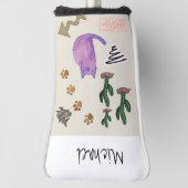Golfkop Hoesje Kat Vis Cactus Meow Paws Golfheadcover (Draai 90)
