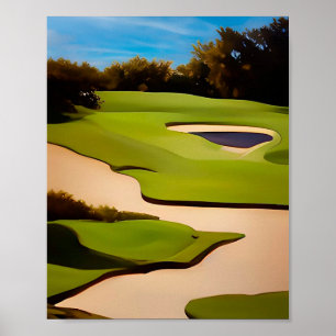 Golfkunst voor het golfer-schilderij van golfbaan poster