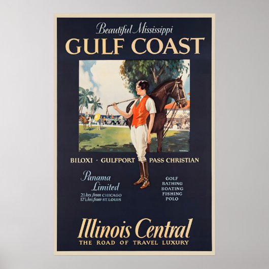 Golfkust Illinois Central Reisposter Poster (Voorkant)