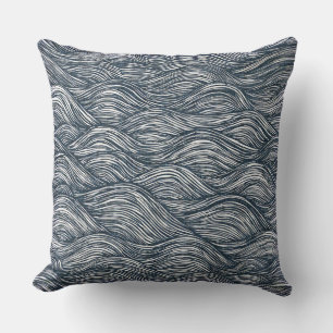 Golflijn kunst in indigo kussen