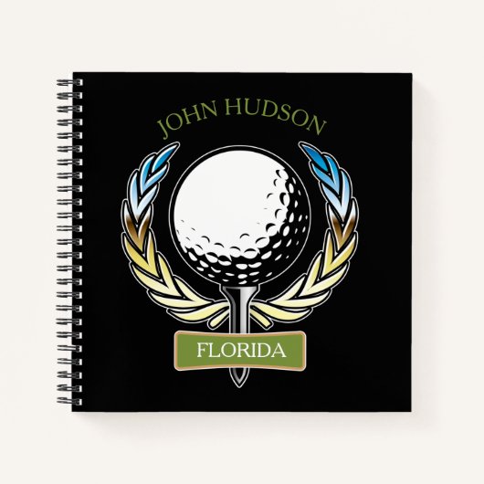 Golfontwerp met Sjabloon van groot monogram Notitieboek (Voorkant)