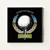 Golfontwerp met Sjabloon van groot monogram Notitieboek (Achterkant)