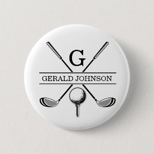 Golfontwerp met Sjabloon van groot monogram Ronde Button 5,7 Cm