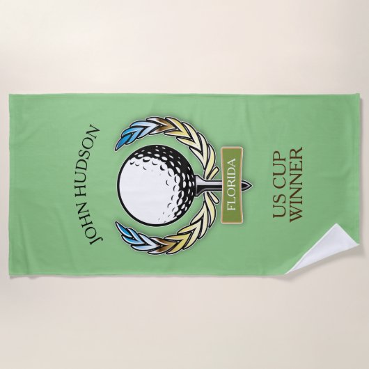 Golfontwerp met Sjabloon van groot monogram Strandlaken (Voorkant)