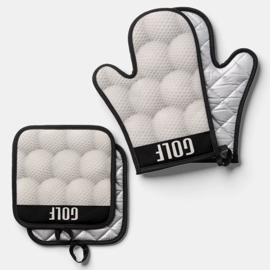 Golfontwerp Oven Mitt & Pothouder Set (Voorkant / Achterkant)