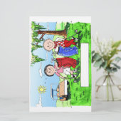 Golfpaar - Persoonlijke Cartoon Briefpapier (Staand voorkant)