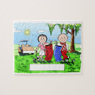 Golfpaar - Persoonlijke Cartoon Legpuzzel