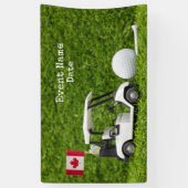 Golfpartij met golfkarretje en vlag van Canada Spandoek (Verticaal)