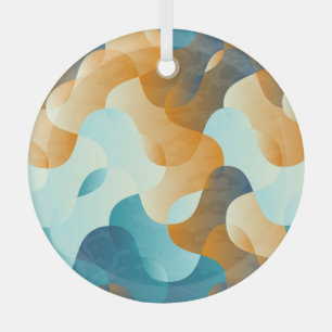 golfpatroon, blauw en bruin. glas ornament