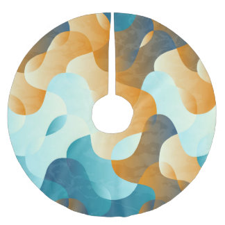  golfpatroon, blauw en bruin. kerstboom rok