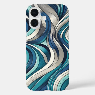 golfpatroon geïnspireerd op de oceaan iPhone 16 hoesje