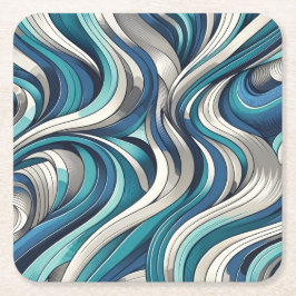 golfpatroon geïnspireerd op de oceaan vierkante kartonnen onderzetter