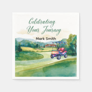 Golfpensioen met bal op de green  servet