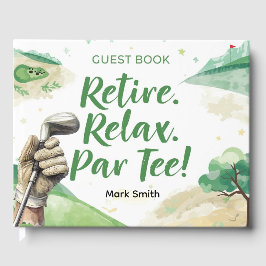 Golfpensioen met bier op golfkarretje gastenboek