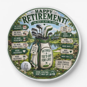 Golfpensioen thema papieren bordje