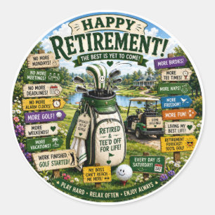 Golfpensioen thema ronde sticker
